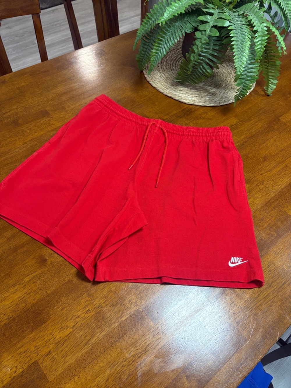 Nike Red Terry Shorts with White Logo